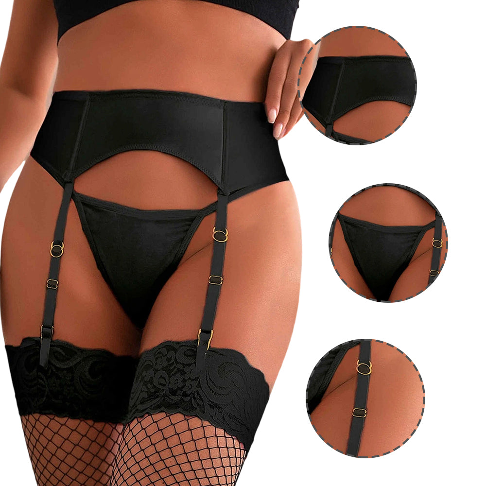 Women Plus Size Sexy Leather Panty Stretchy High Waist Underwear Garter Belts