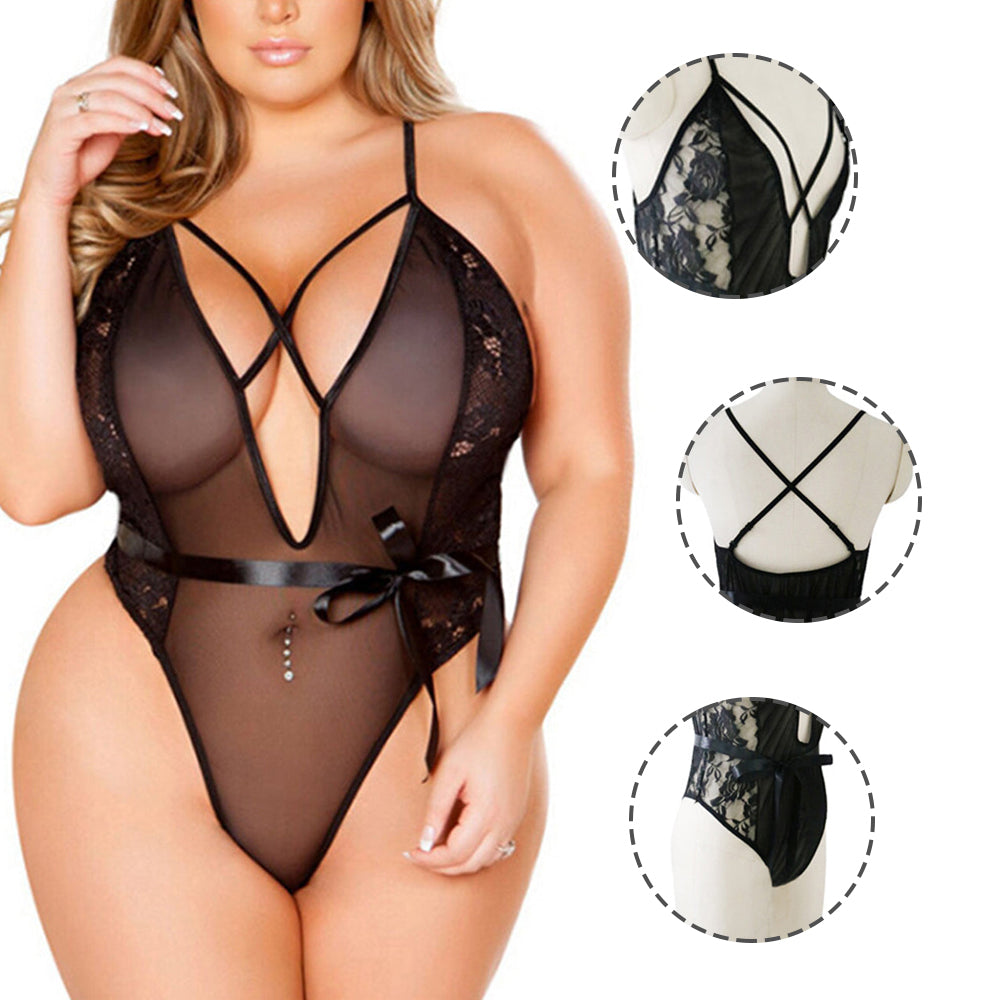 Women Plus Size Suspenders Sexy Bodysuit